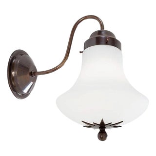 Stoby Wall Lamp in Oxidized Brass and Matte Glass For Sale