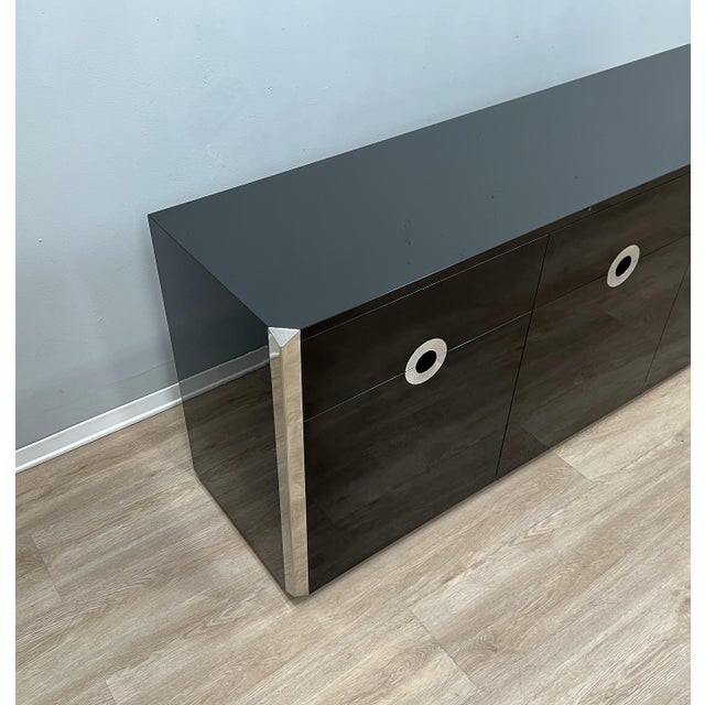 Black Vintage Lacquered Sideboard Cabinet by Mario Sabot, 1970s For Sale - Image 8 of 10