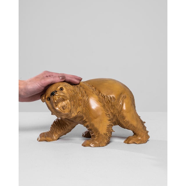 20th Century Japanese Wooden Bear Sculpture | Chairish