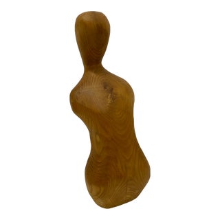 1950s Modernist Carved Wood Sculpture For Sale