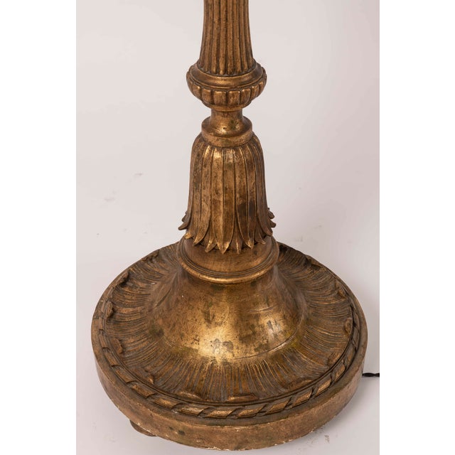 Gold French Gilt Wooden Floor Lamp in the Style of Paul Follot, 1940 For Sale - Image 8 of 11
