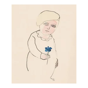 1955 Frank Kleinholz Blue Iris Hand Colored Lithograph