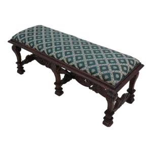 Ornately Carved 6 Leg Revival Style Window Bench