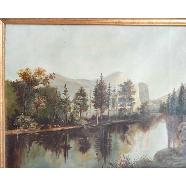 American 19th Century American Hudson River School Painting of Mirror Lake in Yosemite For Sale - Image 3 of 11