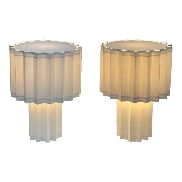 Folkform for Örsjö Plissé Table Lamps, Pair For Sale