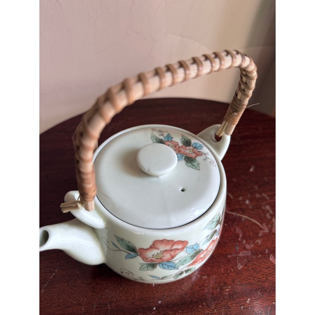 80s Japanese Floral Tea Pot and Cups For Sale - Image 11 of 16