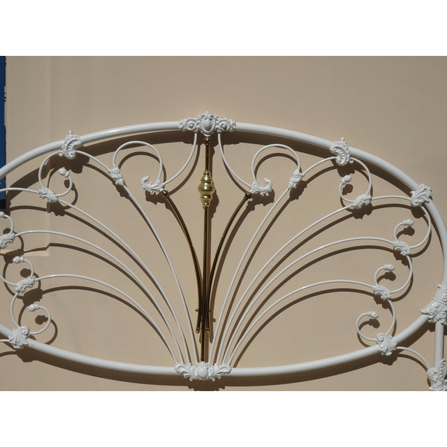 Metal Vintage French Elliott's Designs White Gold Iron Queen Headboard W Footboard #3 For Sale - Image 7 of 15
