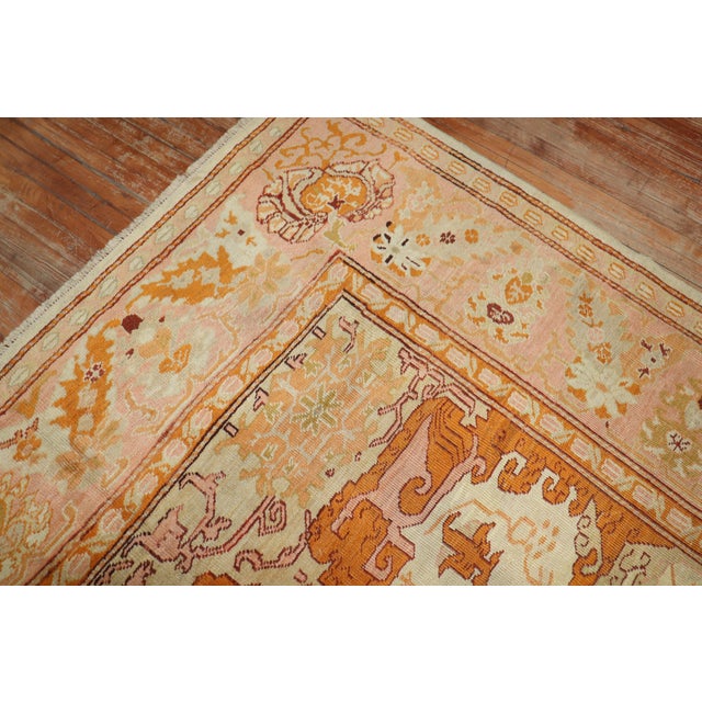 Zabihi Collection Ivory Antique Large Oushak Rug - 11'8" x 15'6" For Sale - Image 11 of 12