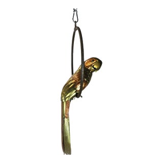 1960s Sergio Bustamante Sculpture of Macaw on Hanging Perch For Sale