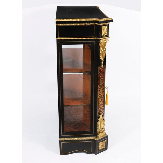 Antique French Napoleon III Ebonized Boulle Pier Cabinet, 1860s For Sale - Image 15 of 18