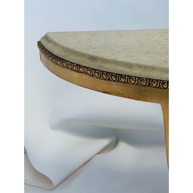 Gold 1960s Half Moon Console Marble Gold FlakeTable For Sale - Image 8 of 12