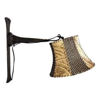 Brutalist Wrought Iron Wall Lamp, 1970s For Sale