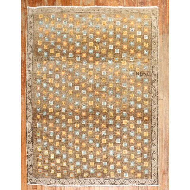 Vintage Zabihi Collection Geometric Funky Turkish Rug - 5'2" x 6'7" For Sale - Image 9 of 9