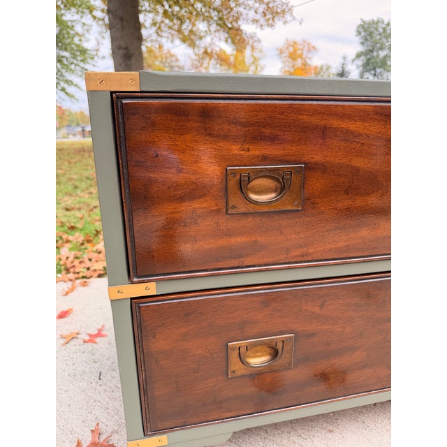 1970s Heritage Small Dresser - Olive Green & Walnut Finish For Sale In Columbus - Image 6 of 6