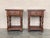 20th century Pair of solid carved Spanish nightstands with turned columns and low shelve. It has one carved drawer with...