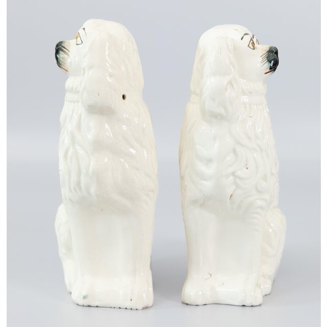 Paint Antique 19th Century English Staffordshire Spaniel Dogs - A Pair For Sale - Image 7 of 11