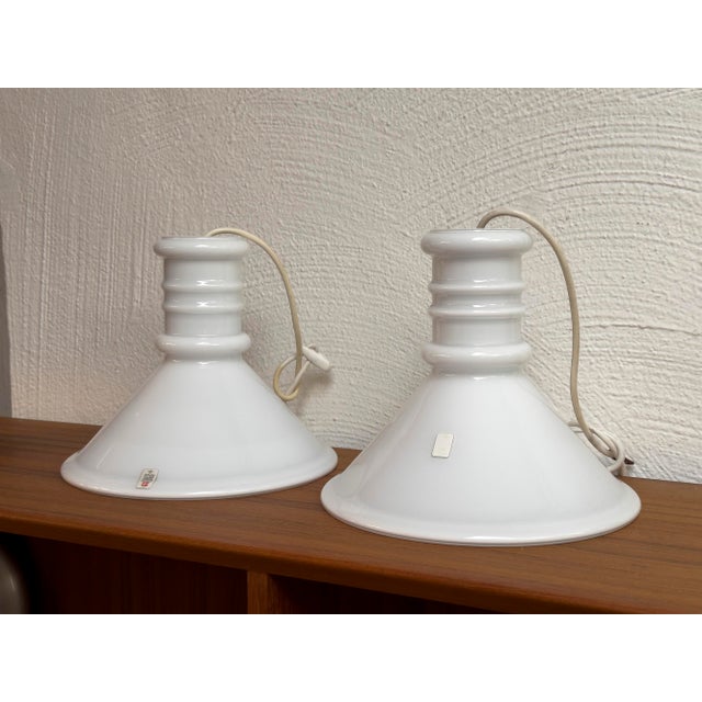 Vintage Apothecary Pendant Lamps in Glass by Holmegaard, 1980s, Set of 2 For Sale - Image 11 of 12