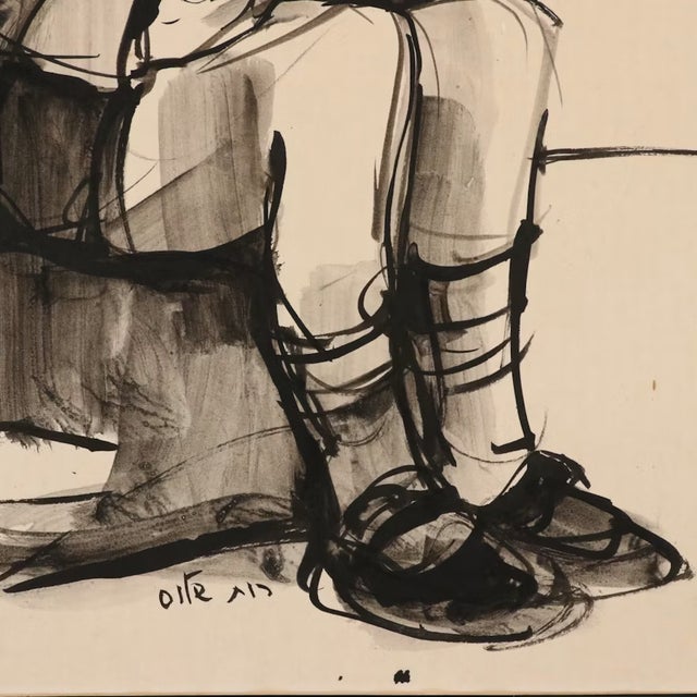 1970s 1970s Ruth Schloss Original Ink Portrait Drawing Small Girl Signed For Sale - Image 5 of 9