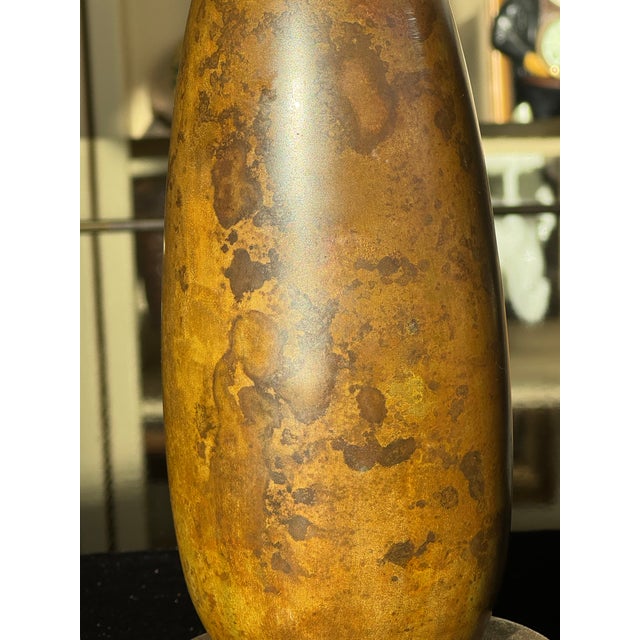 Japanese Showa Period Bronze Bottle Vase With Murashido Patina, Mid-20th Century For Sale In Palm Springs - Image 6 of 9