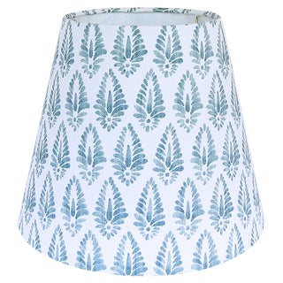 Pair of Blue Block Print Design Lamp Shade For Sale