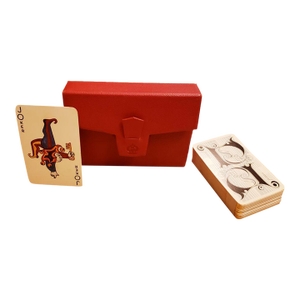 2 Sets of “Classique” Playing Cards by Draeger Frères Enclosed in a Red Leather Case