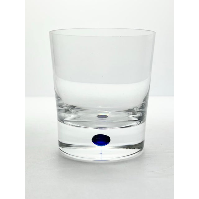 Contemporary Orrefors “Intermezzo, Blue” 3 Crystal Double Old Fashioned Glasses For Sale - Image 3 of 6