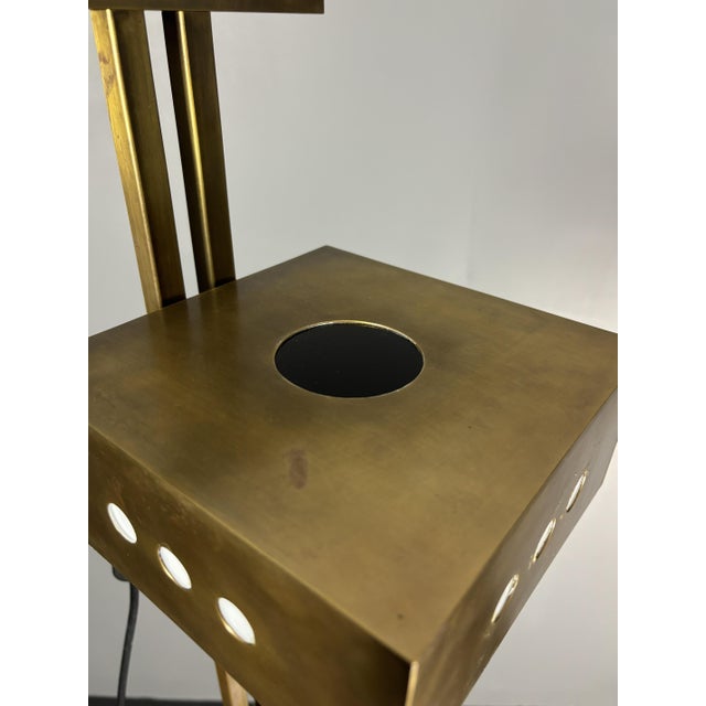 Metal Art Deco Bauhaus Brass Adjustable Floor Lamp in the style of Marcel Breuer, 1980s For Sale - Image 7 of 18