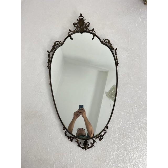 Gold Mid-Century Modern Brass Wall Mirror, 1960s For Sale - Image 8 of 11