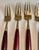 Wood Mid 20th Century Rosewood & Brass Small Desert H'Ordreves Forks Flatware Set of 5 For Sale - Image 7 of 11