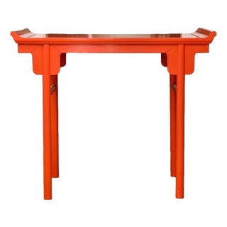 Vintage Chinese Red Lacquered Altar Form Console Table For Sale
