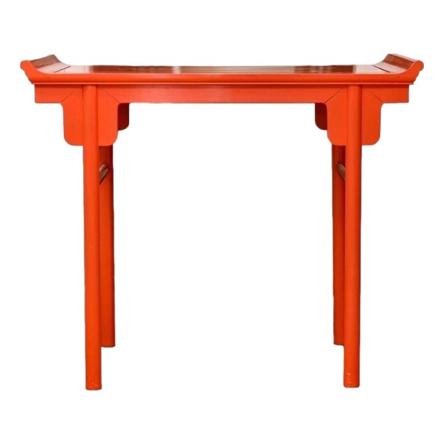 Vintage Chinese Red Lacquered Altar Form Console Table For Sale