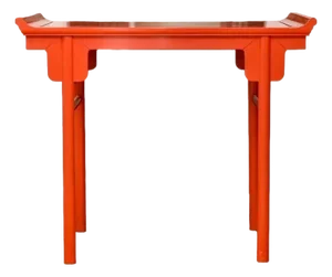 Vintage Chinese Red Lacquered Altar Form Console Table