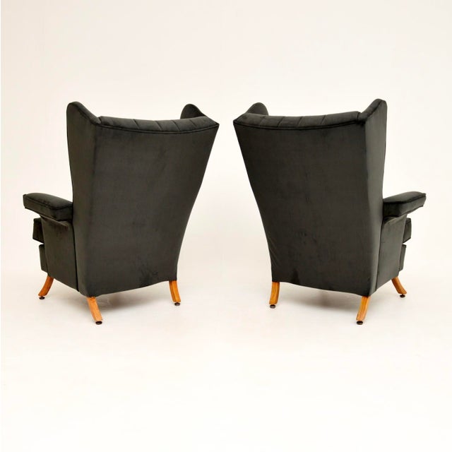 1960s Vintage Italian Velvet Wing Back Armchairs, 1960s, Set of 2 For Sale - Image 5 of 13