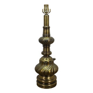 Vintage Brass Hollywood Regency Baluster Oil Lantern Table Lamp For Sale