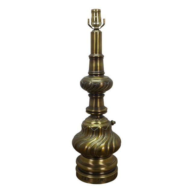 Vintage Brass Hollywood Regency Baluster Oil Lantern Table Lamp For Sale