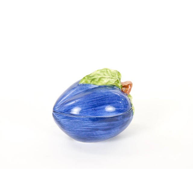 Ceramic Italian Majolica Plum-Form Covered Table Ornament, Late 20th Century For Sale - Image 7 of 11