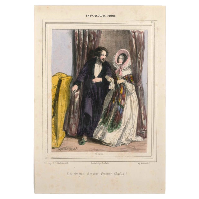 Paul Gavarni (Guillaume Sulpice Chevalier), La Vie de Jeune Homme, Original Lithograph, 1800 For Sale