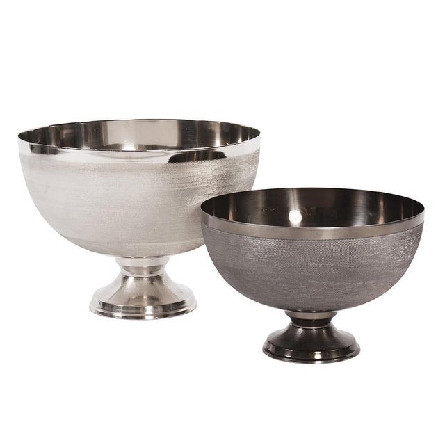 Kenneth Ludwig Chicago Textured Smoke Black Metal Footed Bowl- Small For Sale - Image 4 of 9