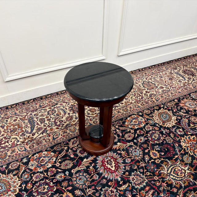 Wood Art Deco Side Table with Marble Top For Sale - Image 7 of 8