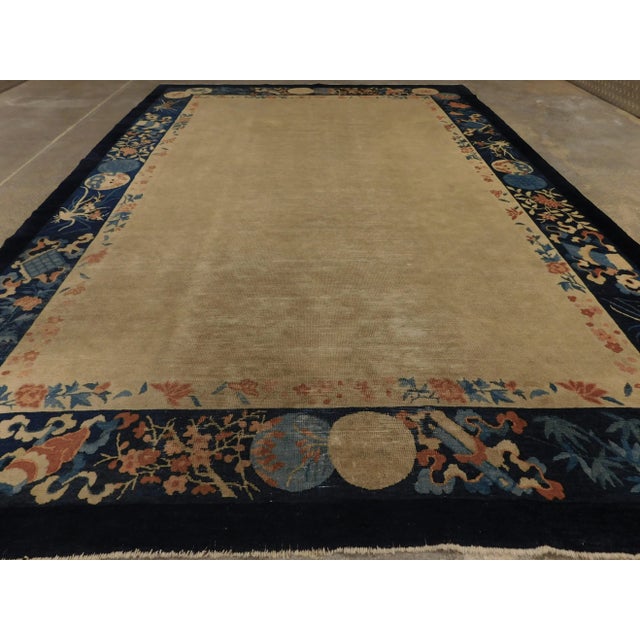 Beige Antique Hand Knotted Chinese Rug For Sale - Image 8 of 13