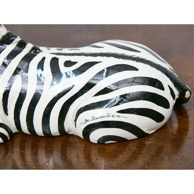 Signed 1981 Ceramic Zebra Sculpture by the Townsends, Usa For Sale - Image 4 of 9