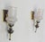French wall sconces pair of lights. These sconces are made of brass of two colors and hand-made glass. Made circa 1960....