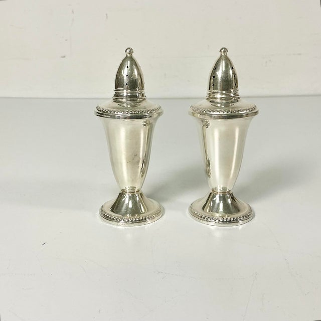 Vintage Hollywood Regency Chippendale Sterling Weighted Salt & Pepper Shakers - A Pair. For Sale - Image 4 of 9