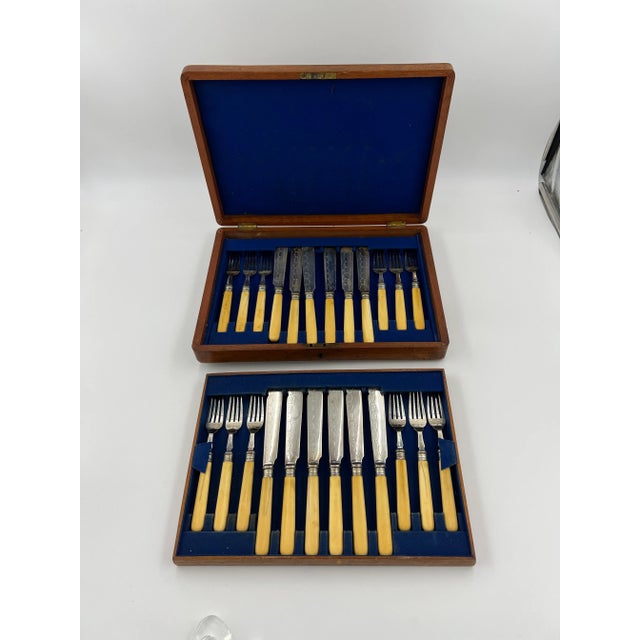 Antique Cases Edwardian Akin Brothers Sheffield 24 Piece Dessert Service For Sale - Image 9 of 9