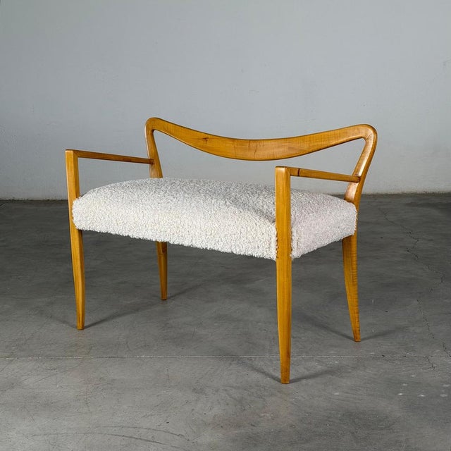 Bench in Blonde Maple and Bouclé Upholstery attributed to Guglielmo Ulrich, 1940 For Sale - Image 12 of 15