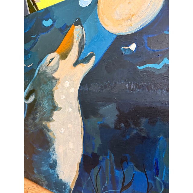 “Wolf Moon” a Wolf Painting by LWren Walraven For Sale - Image 4 of 10