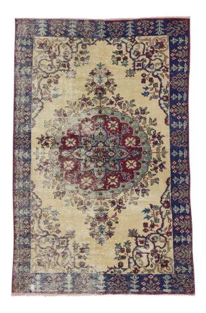 Vintage Distressed Turkish Oushak Rug - 5′3″ × 8′3″