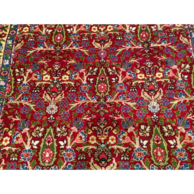 Vintage Persian Tabriz Area Rug, Handwoven All Over Tree of Life Pattern, Red & Yellow, 5’ X 7’ For Sale - Image 11 of 12