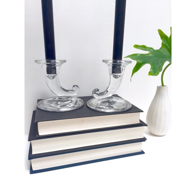 Vintage Glass Horn Taper Candle Holders A Pair Chairish