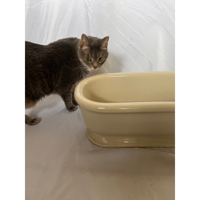 Antique Late 1800s French Porcelain Cast Iron Footed Oval Planter For Sale - Image 12 of 12